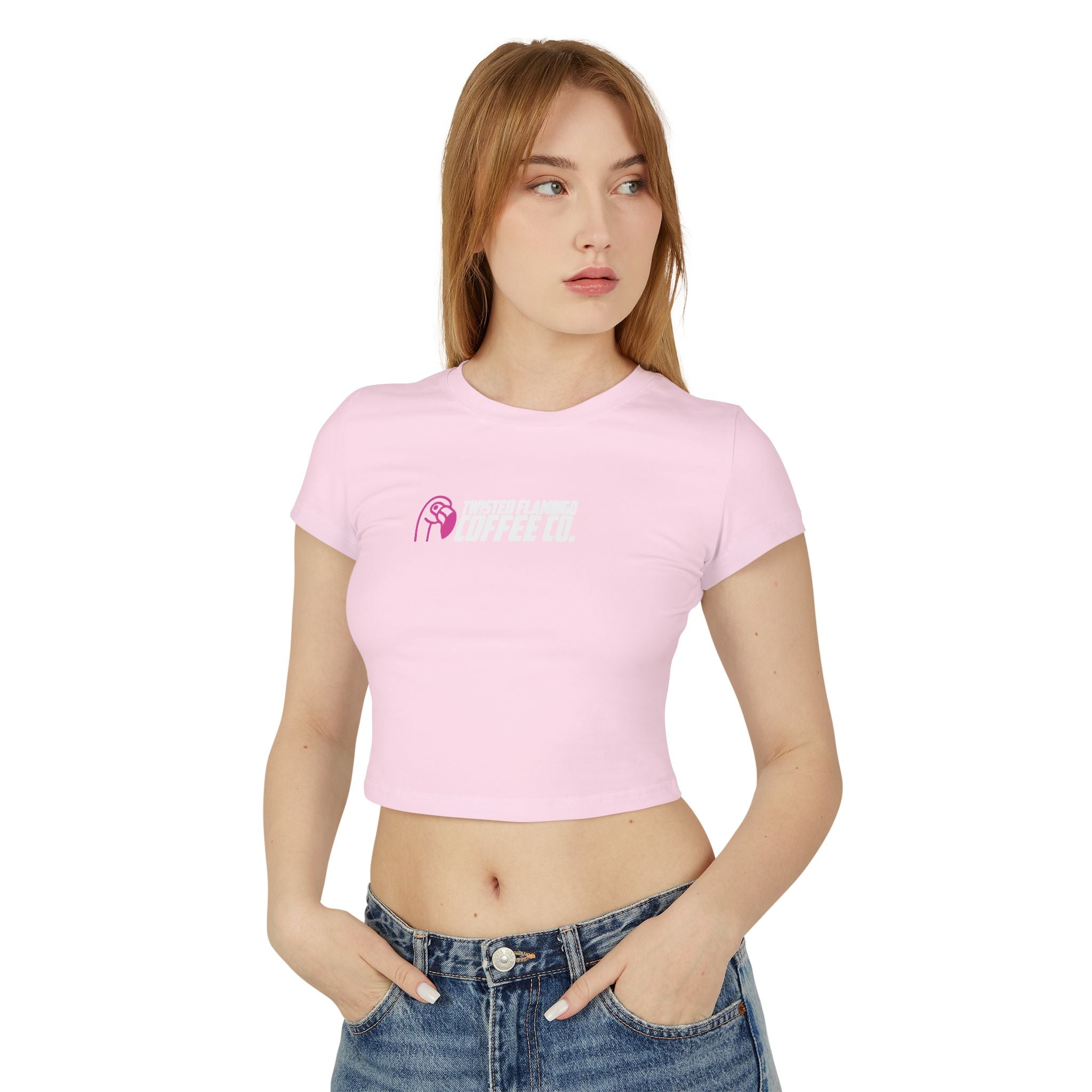 Twisted Flamingo Coffee Co. Women's Pink Baby Tee